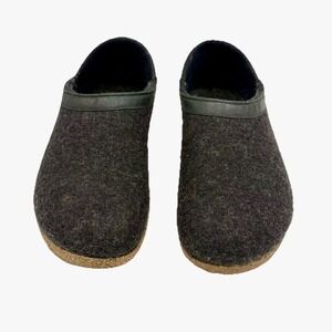 Haflinger Grizzly GZH Shoes Slippers Gray Wool Cork Clog EU 37 US Women 6